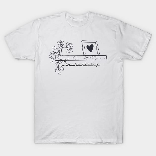 Sincronisity Black &White Hand drawn shelf T-Shirt by TargetedInspire